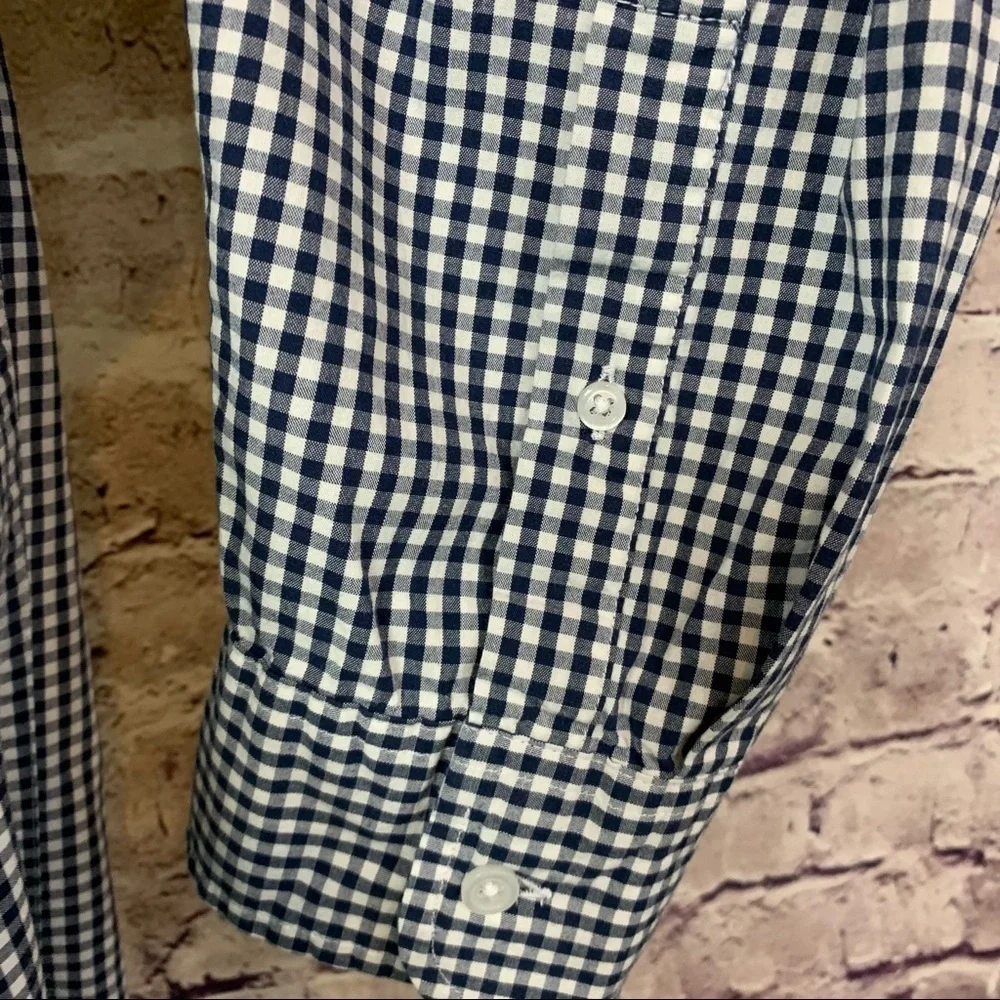 J. Crew Blue Check Button Front Long Sleeve Shirt